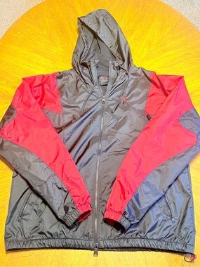 Vintage Nike Air Jordan Windbreaker Jacket Black Red Hooded Zip Up XL